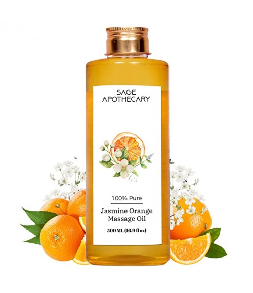 Sage Apothecary Pure & Natural Jasmine & Orange Massage Oil for Full Body Relaxation | Perfect for Providing relief from Stress & Anxiety - 500 M